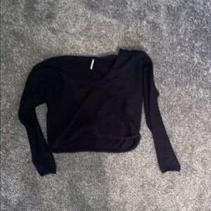 Free People Black Asymmetrical Long Sleeve Hoodie